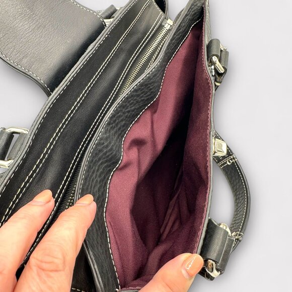 ⭐️SOLD⭐️ Vintage Coach Hampton Black Leather Satchel #F13961 - Picture 11 of 13